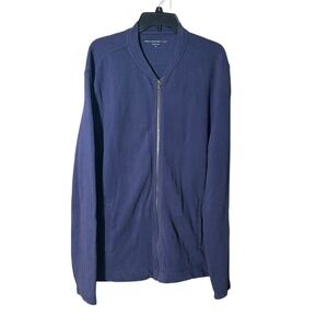 John Varvatos 100% Cotton Zip‎ Up Blue Cardigan Jacket Full Zip Size XL #GH1-5